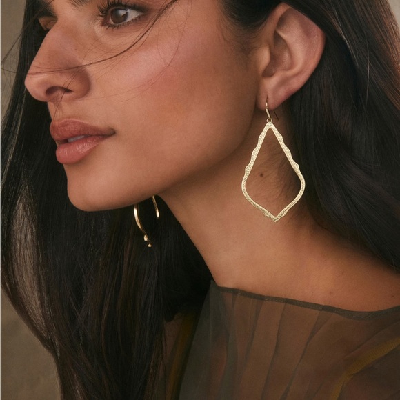 Kendra Scott Sophee Gold & Kira Rose Gold Drop Earrings Set of Two With Dust Bag - Picture 2 of 9